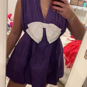 Purple Dress with White Bow